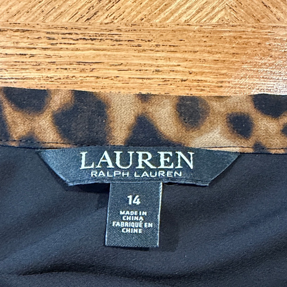 LRL Lauren Ralph Lauren Ocelot Animal Print Pleated Georgette Skirt Women's 14 - Picture 5 of 16